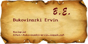 Bukovinszki Ervin névjegykártya